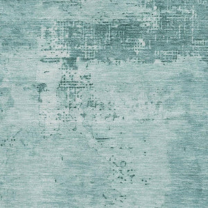 HomeRoots 9' X 12' Teal And Aqua Abstract Washable Area Rug - Durable UV Protection for Modern Living Spaces 683236