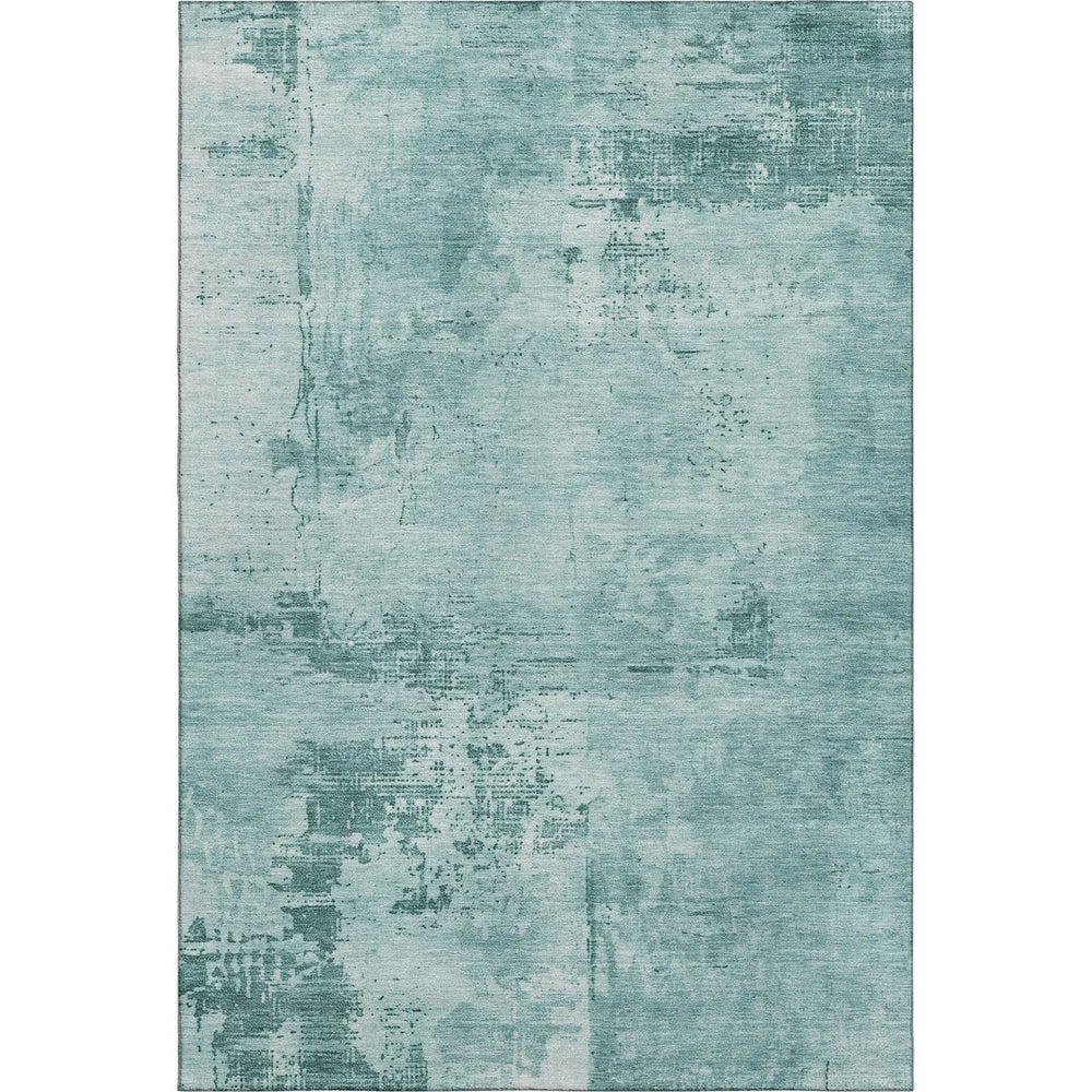 HomeRoots 10' X 14' Teal And Aqua Abstract Washable Area Rug – UV Protected, Stain Resistant, Durable Style! 683237