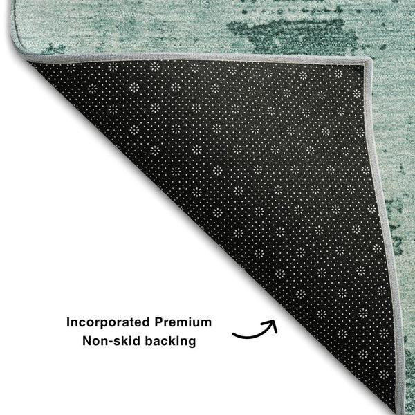 HomeRoots 10' X 14' Teal And Aqua Abstract Washable Area Rug – UV Protected, Stain Resistant, Durable Style! 683237