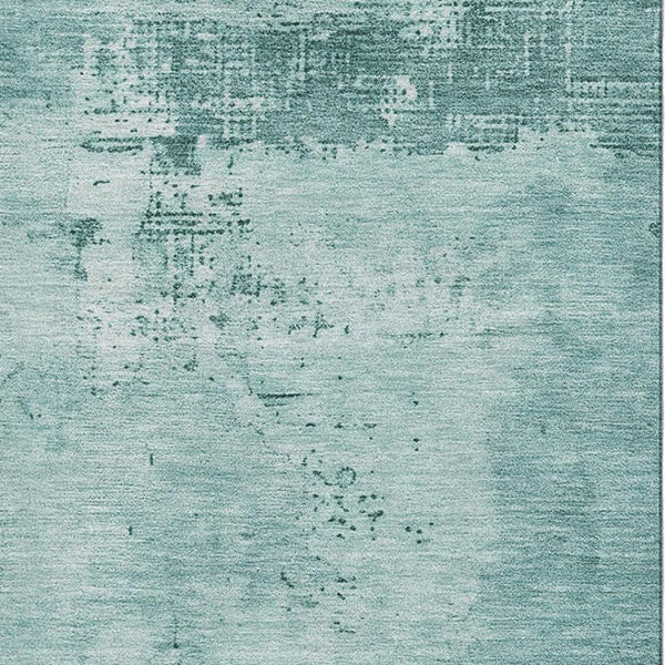HomeRoots 10' X 14' Teal And Aqua Abstract Washable Area Rug – UV Protected, Stain Resistant, Durable Style! 683237