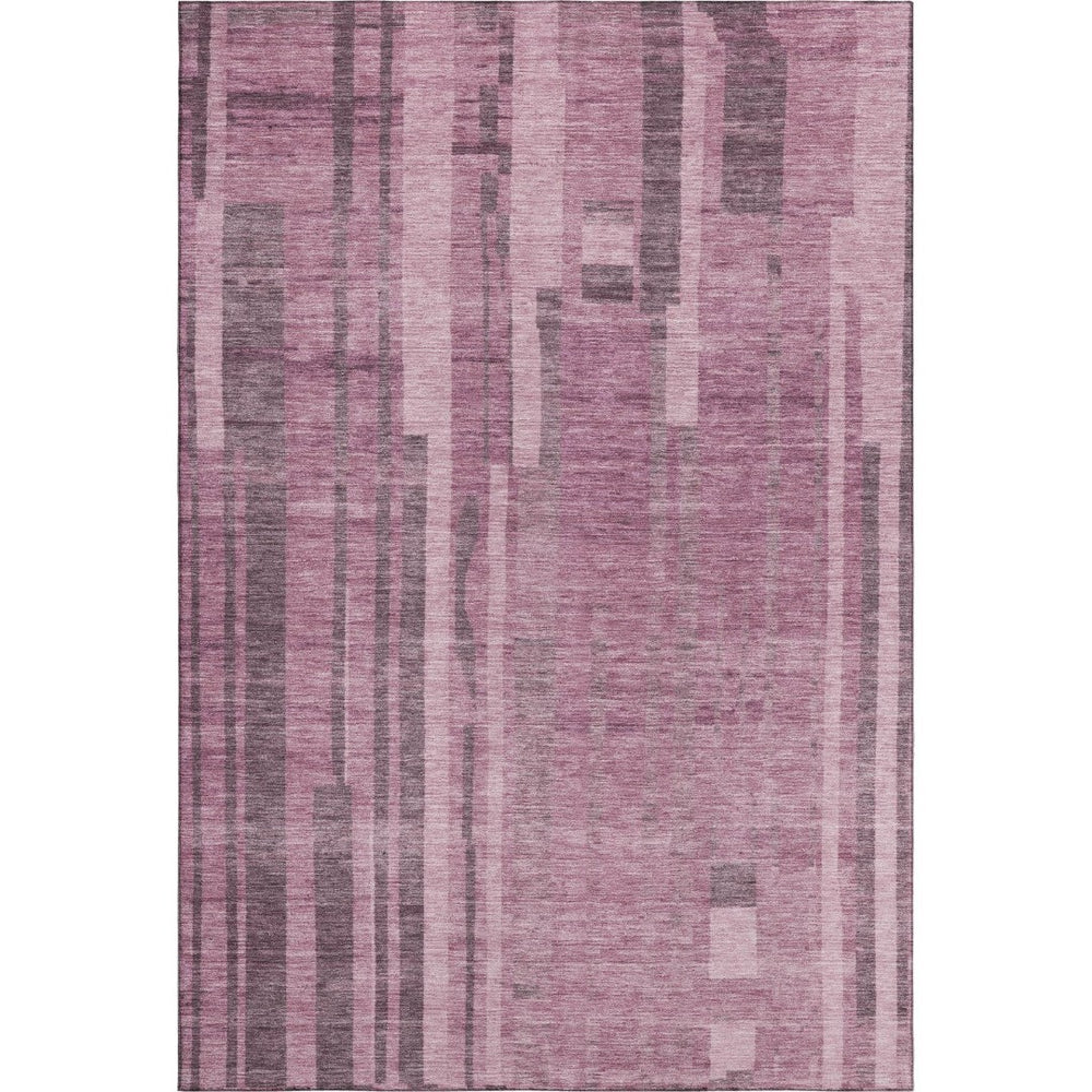 HomeRoots 5' X 8' Blush & Mauve Striped Area Rug – Durable, Washable, UV-Protected for Family-Friendly Homes 683239