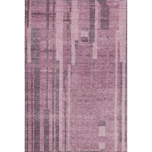 HomeRoots 5' X 8' Blush & Mauve Striped Area Rug – Durable, Washable, UV-Protected for Family-Friendly Homes 683239