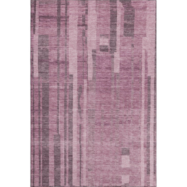 HomeRoots 5' X 8' Blush & Mauve Striped Area Rug – Durable, Washable, UV-Protected for Family-Friendly Homes 683239