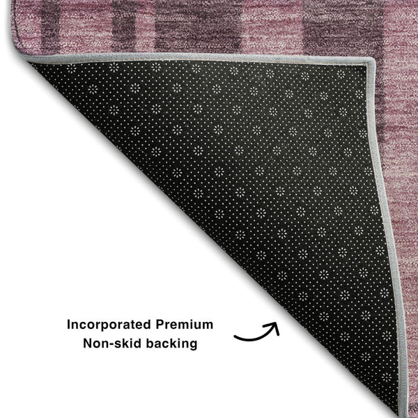 HomeRoots 5' X 8' Blush & Mauve Striped Area Rug – Durable, Washable, UV-Protected for Family-Friendly Homes 683239