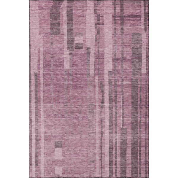 HomeRoots 5' X 8' Blush & Mauve Striped Area Rug – Durable, Washable, UV-Protected for Family-Friendly Homes 683239