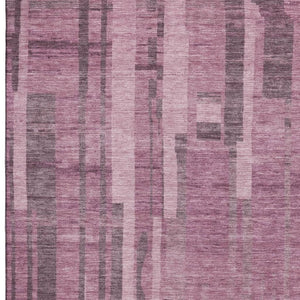 HomeRoots 9' X 12' Blush & Mauve Striped Washable Area Rug - Soft, UV-Protected, Stain-Resistant Comfort! 683242