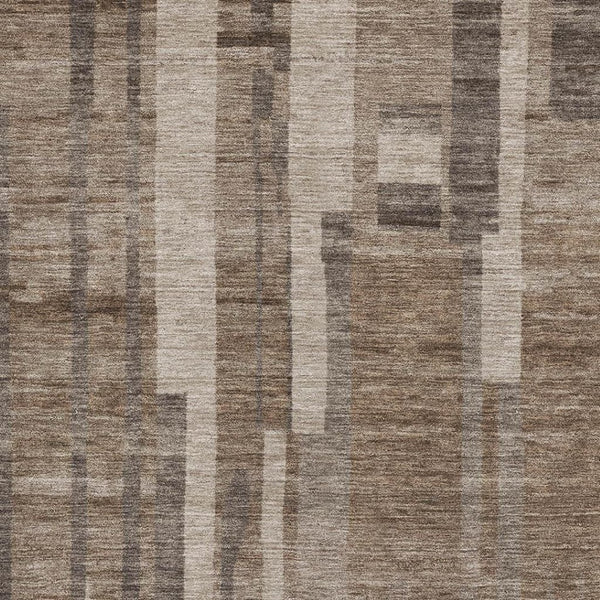 HomeRoots 5' X 8' Brown And Taupe Striped Area Rug - Washable, UV-Protected, Durable & Stain-Resistant Design 683245
