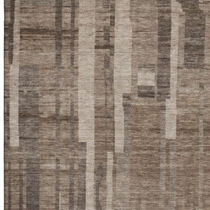 HomeRoots 5' X 8' Brown And Taupe Striped Area Rug - Washable, UV-Protected, Durable & Stain-Resistant Design 683245