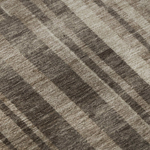 HomeRoots 8' Washable Round Rug in Brown and Taupe Stripes – UV Protected, Stain-Resistant, Durable Design! 683246