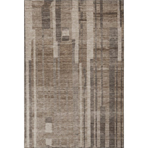 HomeRoots 8' x 10' Brown and Taupe Striped Washable Area Rug - Durable, Easy-Care, UV Protected for Homes 683247