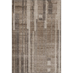 HomeRoots 10' X 14' Brown and Taupe Striped Washable Area Rug with UV Protection for Family-Friendly Spaces 683249