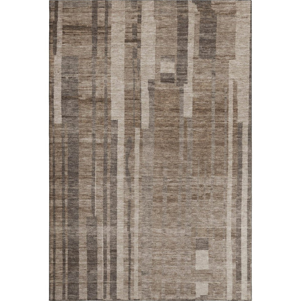 HomeRoots 10' X 14' Brown and Taupe Striped Washable Area Rug with UV Protection for Family-Friendly Spaces 683249