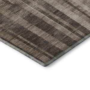 HomeRoots 10' X 14' Brown and Taupe Striped Washable Area Rug with UV Protection for Family-Friendly Spaces 683249