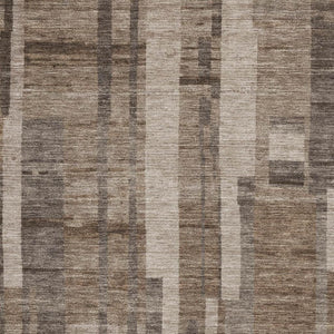 HomeRoots 10' X 14' Brown and Taupe Striped Washable Area Rug with UV Protection for Family-Friendly Spaces 683249