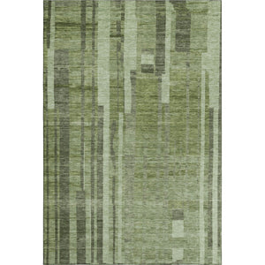 HomeRoots 10' X 14' Green and Gray Striped Area Rug - Washable, UV Protected, Perfect for Busy Homes & Families! 683261