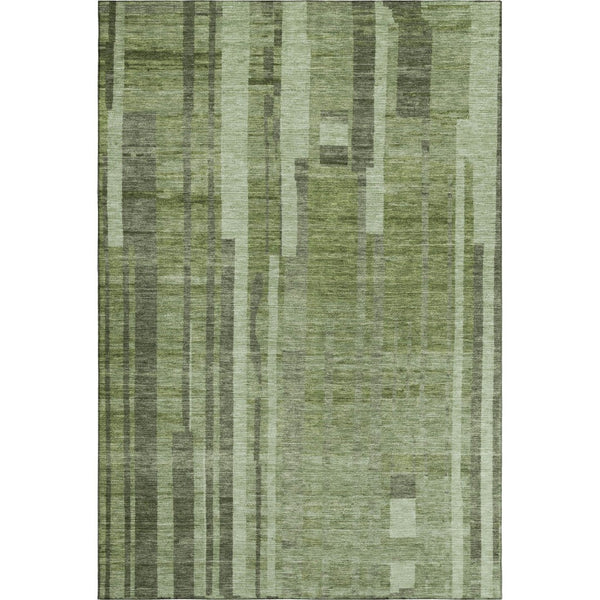 HomeRoots 10' X 14' Green and Gray Striped Area Rug - Washable, UV Protected, Perfect for Busy Homes & Families! 683261