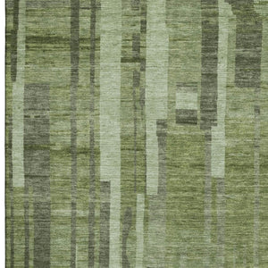 HomeRoots 10' X 14' Green and Gray Striped Area Rug - Washable, UV Protected, Perfect for Busy Homes & Families! 683261