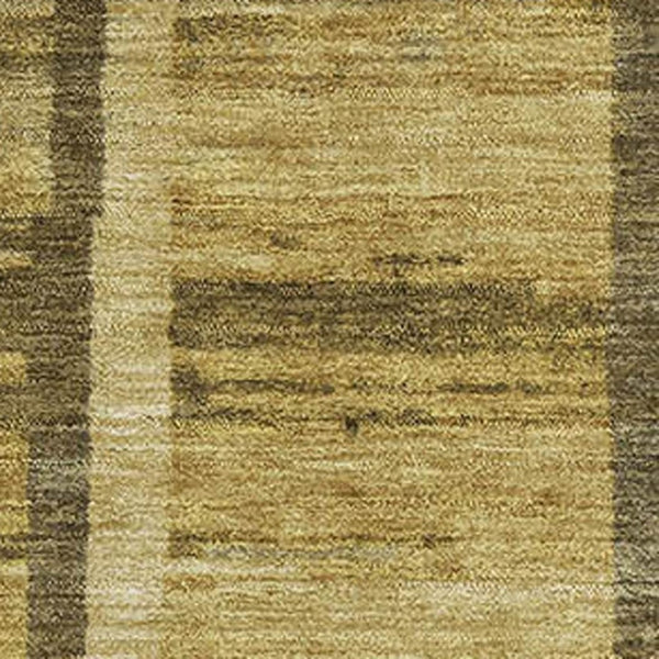 HomeRoots 8' X 10' Stylish Gold and Brown Striped Washable Area Rug with UV Protection for Everyday Durability 683265