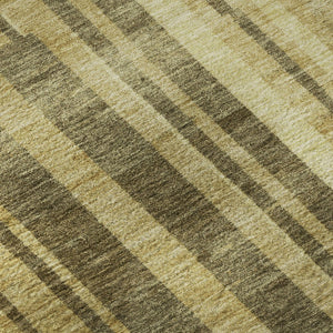 HomeRoots 10' Gold and Brown Striped Washable Area Rug - UV Protected, Durable Polyester for Family Living Spaces 683267