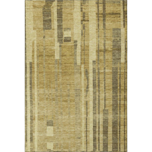 HomeRoots 10' Gold and Brown Striped Washable Area Rug - UV Protected, Durable Polyester for Family Living Spaces 683267
