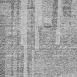 HomeRoots 8' X 10' Striped Gray and Silver Washable Area Rug with UV Protection for Modern Homes and Families 683271