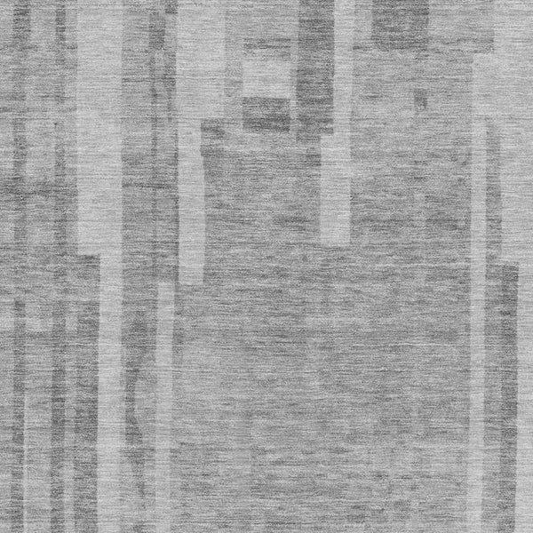 HomeRoots 9' X 12' Gray & Silver Striped Washable Area Rug - Durable, Stain-Resistant with UV Protection! 683272