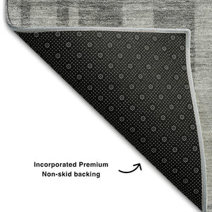 HomeRoots 10' Gray and Silver Striped Washable Area Rug - UV Protected, Stain Resistant, Ideal for Modern Spaces 683273