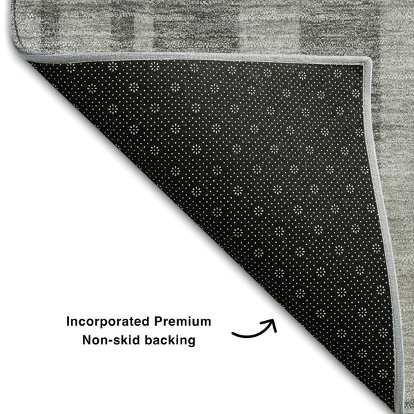 HomeRoots 10' Gray and Silver Striped Washable Area Rug - UV Protected, Stain Resistant, Ideal for Modern Spaces 683273