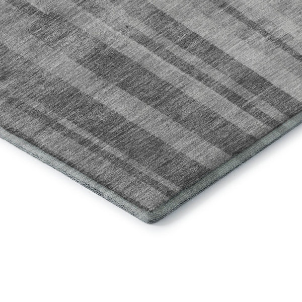 HomeRoots 10' Gray and Silver Striped Washable Area Rug - UV Protected, Stain Resistant, Ideal for Modern Spaces 683273