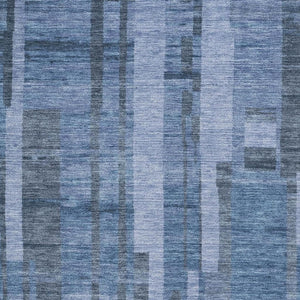HomeRoots 5' X 8' Navy Blue & Denim Striped Washable Area Rug with UV Protection for Coastal Living Spaces 683275