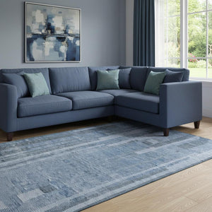 HomeRoots 8' X 10' Coastal-Inspired Navy and Denim Blue Striped Area Rug - Durable, UV-Protected & Washable! 683277