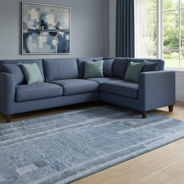 HomeRoots 8' X 10' Coastal-Inspired Navy and Denim Blue Striped Area Rug - Durable, UV-Protected & Washable! 683277