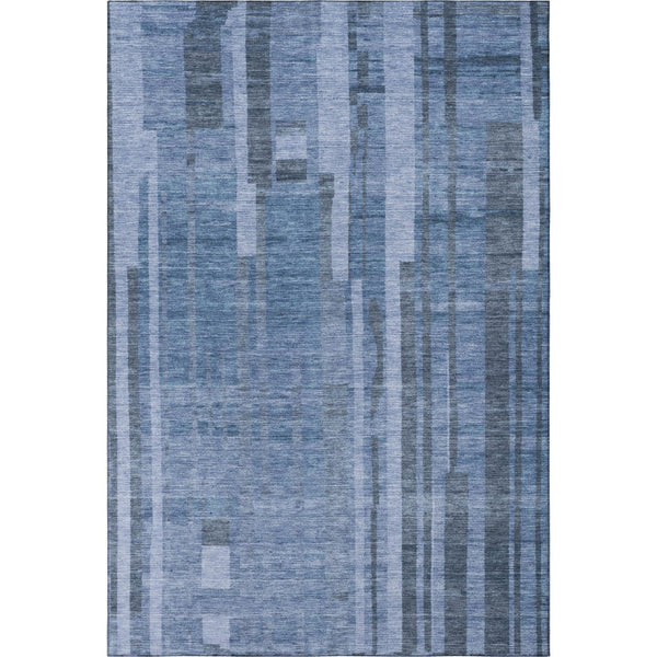 HomeRoots 8' X 10' Coastal-Inspired Navy and Denim Blue Striped Area Rug - Durable, UV-Protected & Washable! 683277