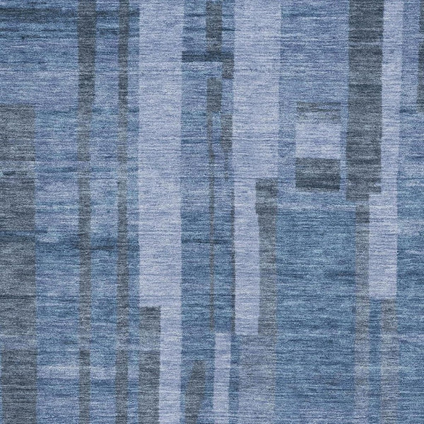 HomeRoots 10' Striped Washable Area Rug in Navy & Denim Blue - Durable, UV-Protected, Perfect for Homes! 683279