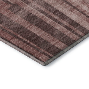 HomeRoots 5' X 8' Washable Rust and Coral Striped Area Rug with UV Protection for Stylish, Durable Spaces 683281