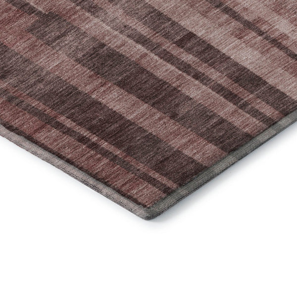 HomeRoots 5' X 8' Washable Rust and Coral Striped Area Rug with UV Protection for Stylish, Durable Spaces 683281