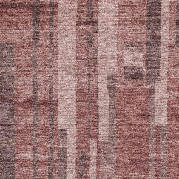 HomeRoots 5' X 8' Washable Rust and Coral Striped Area Rug with UV Protection for Stylish, Durable Spaces 683281