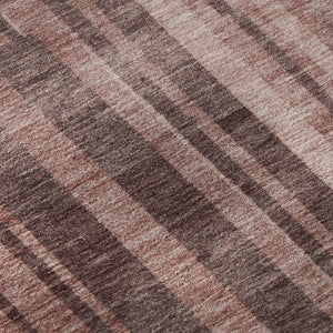 HomeRoots 8' Washable Round Rug with UV Protection, Rust and Coral Stripes - Durable, Stain-Resistant, Stylish 683282