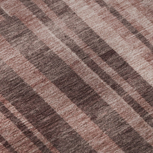 HomeRoots 8' Washable Round Rug with UV Protection, Rust and Coral Stripes - Durable, Stain-Resistant, Stylish 683282