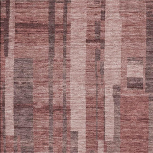 HomeRoots 8' X 10' Washable Area Rug in Rust and Coral Stripes - UV Protected, Durable, Easy-Care Design! 683283