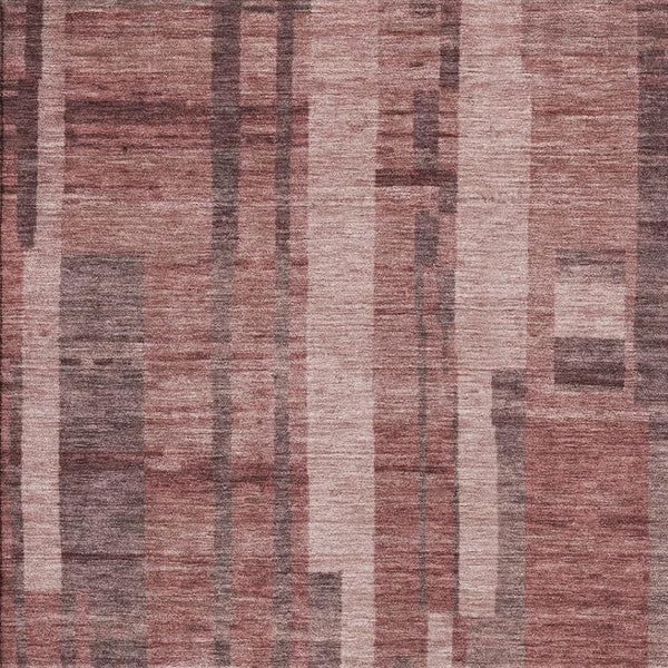 HomeRoots 8' X 10' Washable Area Rug in Rust and Coral Stripes - UV Protected, Durable, Easy-Care Design! 683283