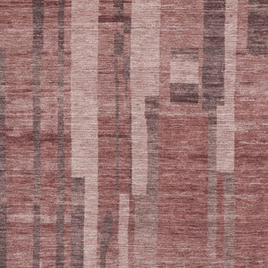 HomeRoots 9' X 12' Washable Area Rug in Rust & Coral Stripes – Durable, UV-Protected, Kid & Pet-Friendly Design! 683284