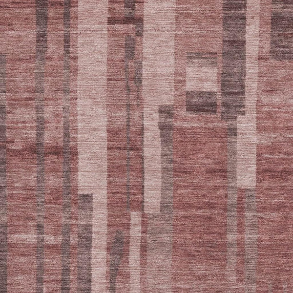 HomeRoots 9' X 12' Washable Area Rug in Rust & Coral Stripes – Durable, UV-Protected, Kid & Pet-Friendly Design! 683284