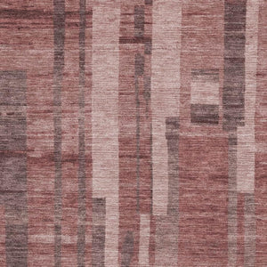 HomeRoots 10' X 14' Rust and Coral Striped Washable Area Rug - UV Protected, Stain Resistant, Perfect for Families 683285