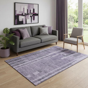 HomeRoots 5' X 8' Purple and Lilac Striped Washable Area Rug - Stylish, Durable, Stain-Resistant with UV Protection 683287