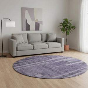 HomeRoots 8' Vibrant Purple & Lilac Striped Round Rug - Washable, UV Protected, Durable for Indoor & Outdoor Use 683288