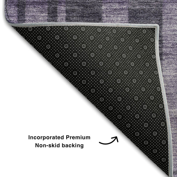 HomeRoots 8' Vibrant Purple & Lilac Striped Round Rug - Washable, UV Protected, Durable for Indoor & Outdoor Use 683288