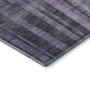 HomeRoots 8' Vibrant Purple & Lilac Striped Round Rug - Washable, UV Protected, Durable for Indoor & Outdoor Use 683288