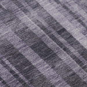 HomeRoots 8' Vibrant Purple & Lilac Striped Round Rug - Washable, UV Protected, Durable for Indoor & Outdoor Use 683288
