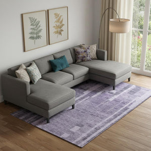 HomeRoots 9' X 12' Purple And Lilac Striped Washable Area Rug - Durable, Stain-Resistant, UV Protected Design! 683290